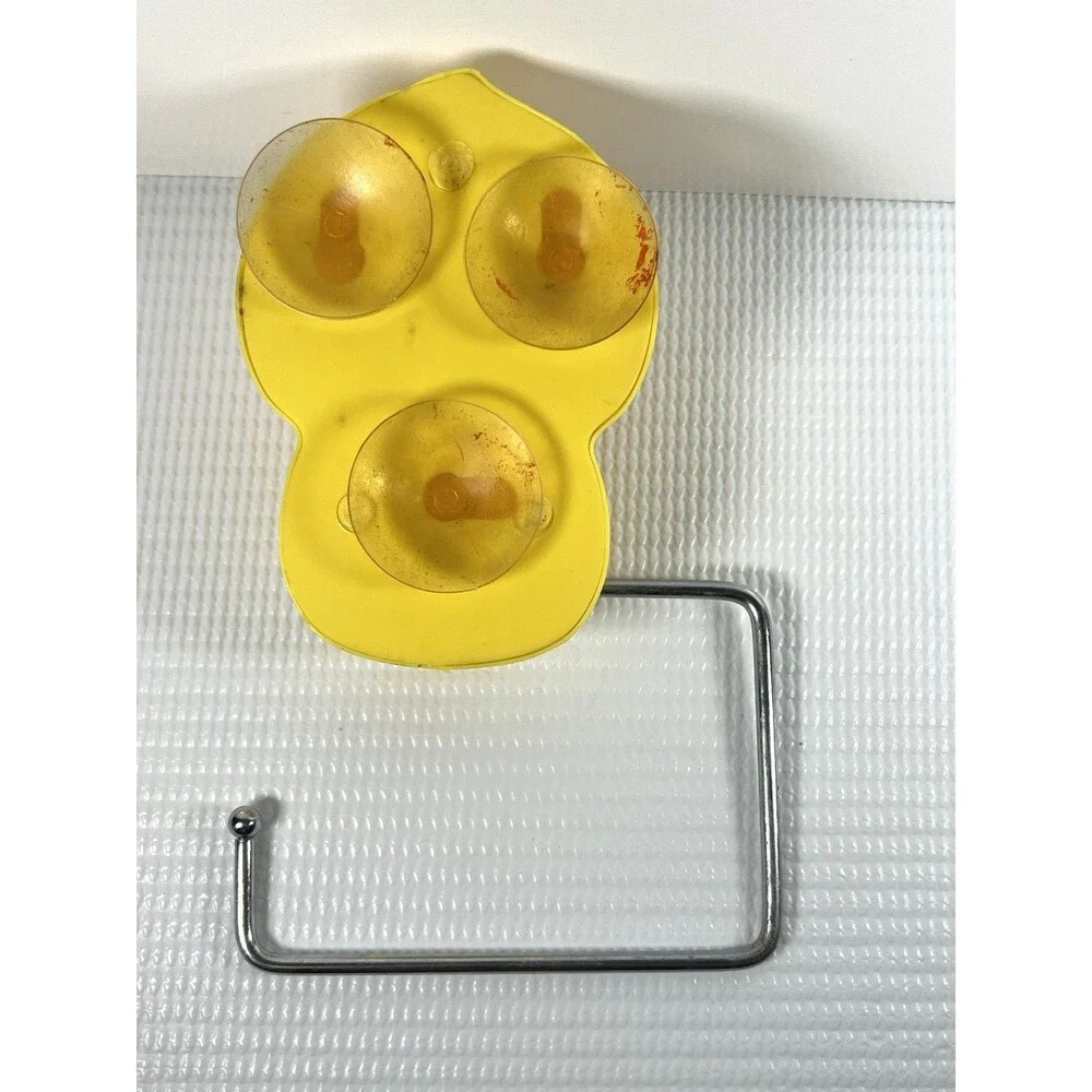 Bath Essentials Yellow Rubber Duck Towel Holder Suction Cup